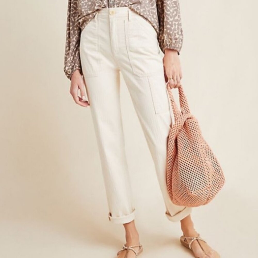 Anthropologie Herringbone Straight Leg Carpenter Pant Coastal Grandma Women's 32